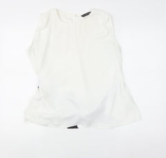 Zara Basic Women's White Sleeveless Bow Tie Blouse UK 12