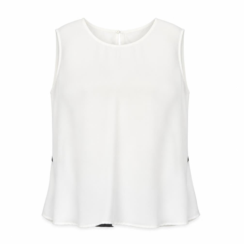 Front view of Zara Basic Women's White Sleeveless Bow Tie Blouse UK 12