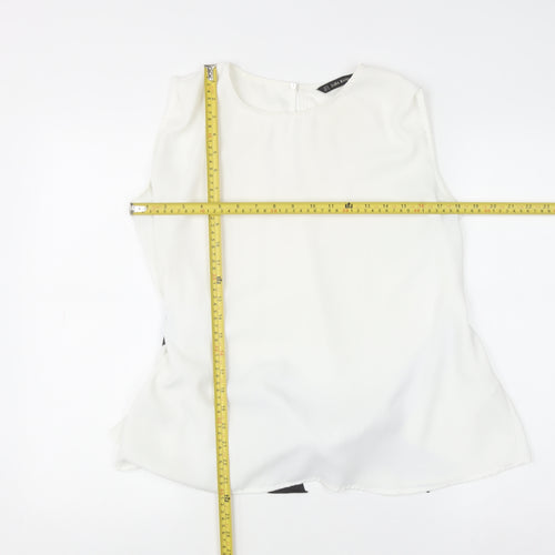 Zara Basic Women's White Sleeveless Bow Tie Blouse UK 12