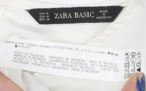 Zara Basic Women's White Sleeveless Bow Tie Blouse UK 12