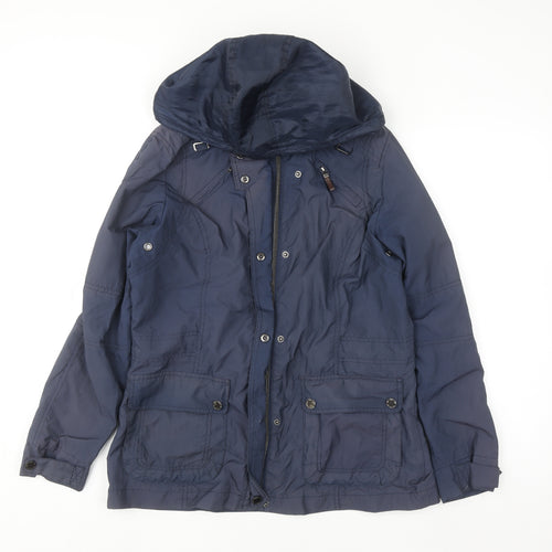 Valino Women's Blue Hooded Parka Jacket Size 12 Regular Fit
