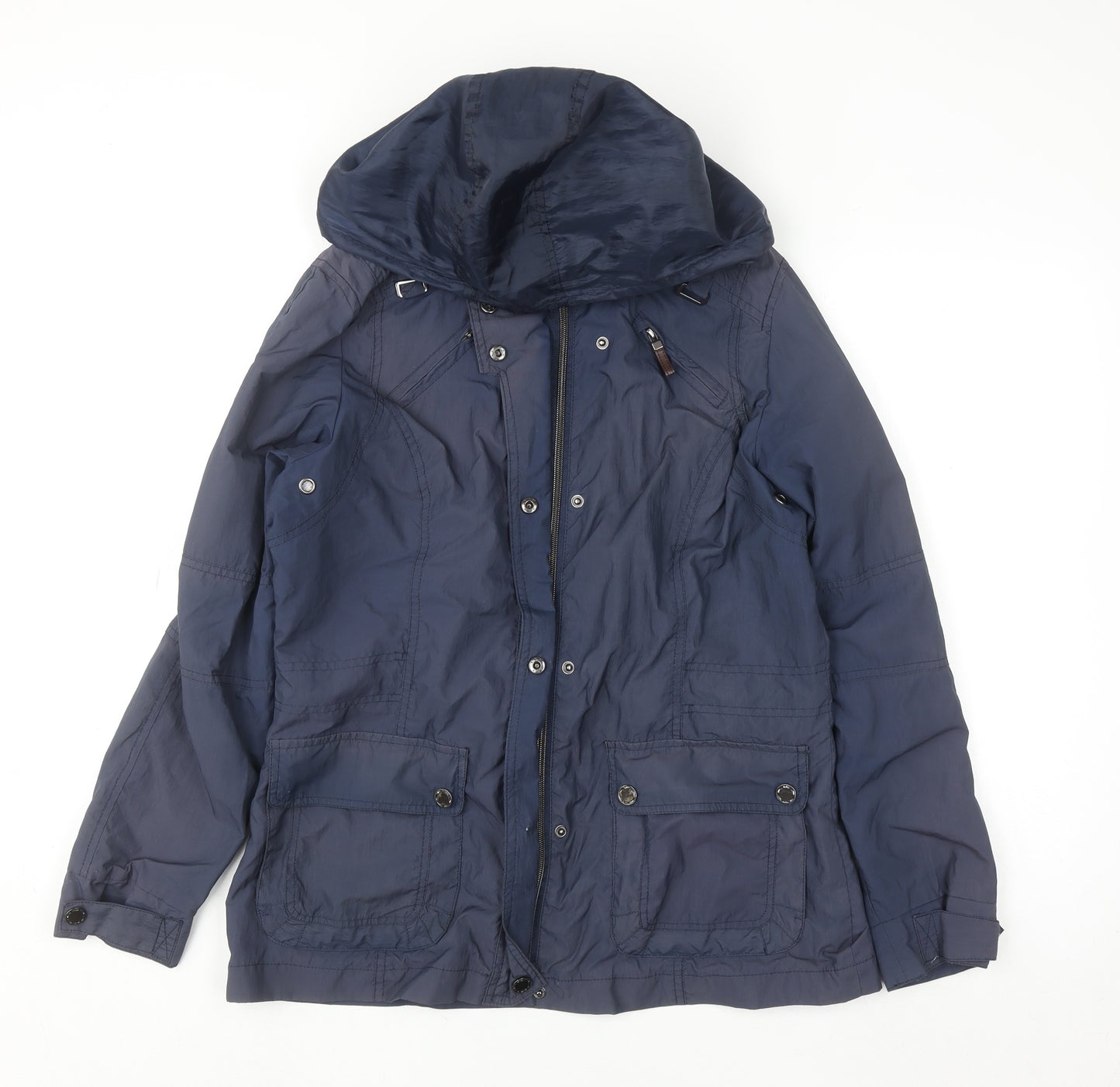 Valino Women's Blue Hooded Parka Jacket Size 12 Regular Fit