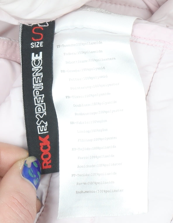 Rock Experience Womens Pink Puffer Jacket S Lightweight Quilted Outdoor