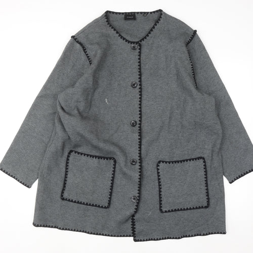 Cyrus Womens Grey 2XL Button Knit Cardigan With Pockets