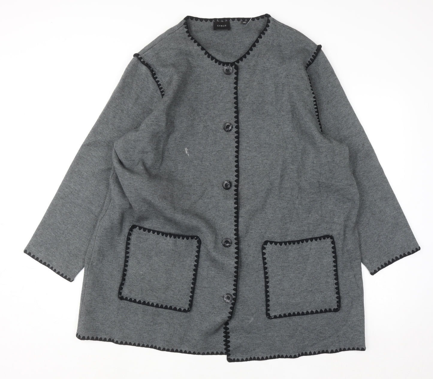 Cyrus Womens Grey 2XL Button Knit Cardigan With Pockets
