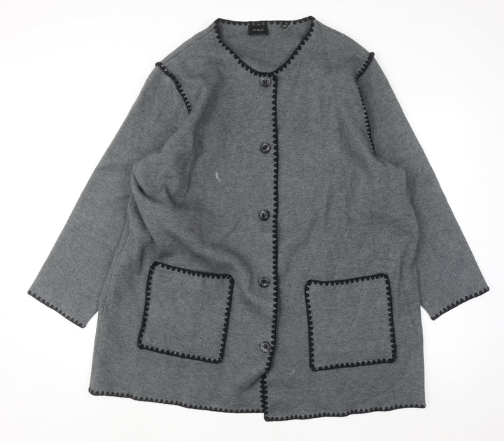 Cyrus Womens Grey 2XL Button Knit Cardigan With Pockets