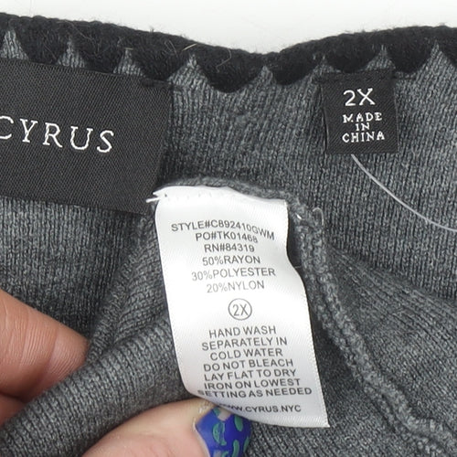 Cyrus Womens Grey 2XL Button Knit Cardigan With Pockets