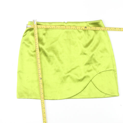 River Island Womens Green Short Wrap Satin Skirt Size 12