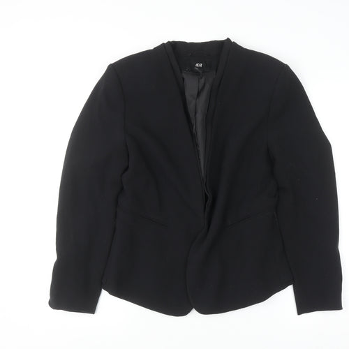 H&M Women Black Size 14 Slim Fit Single-Breasted Blazer