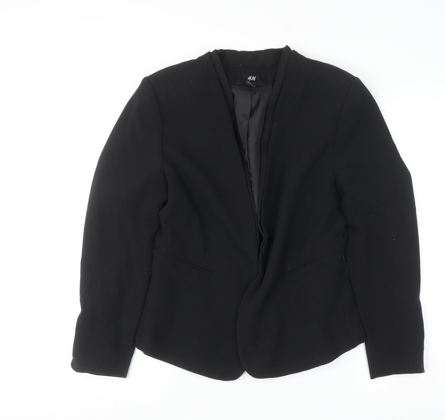 H&M Women Black Size 14 Slim Fit Single-Breasted Blazer