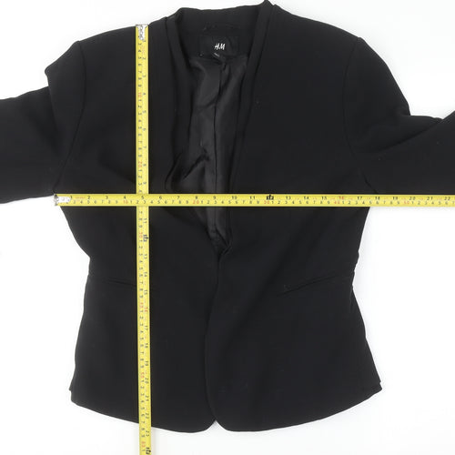 H&M Women Black Size 14 Slim Fit Single-Breasted Blazer