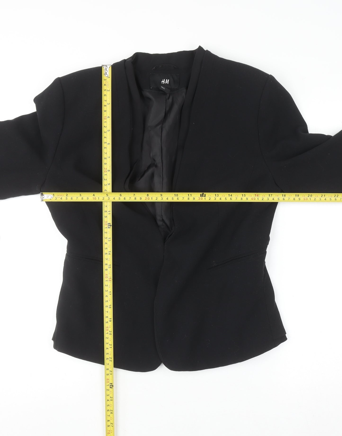 H&M Women Black Size 14 Slim Fit Single-Breasted Blazer