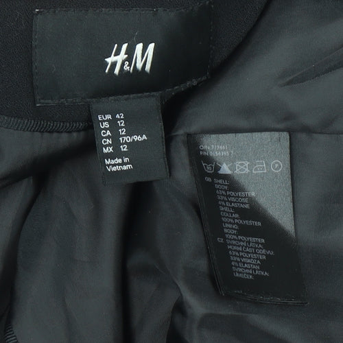 H&M Women Black Size 14 Slim Fit Single-Breasted Blazer