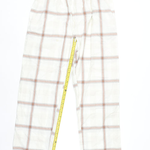 Next Womens Beige Check Cotton Pyjama Pants M Regular Fit