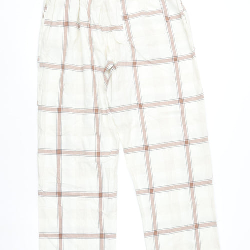 Next Womens Beige Check Cotton Pyjama Pants M Regular Fit