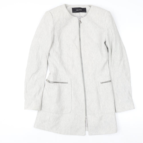 Zara Basic Women’s Grey Mid-Length Zip Coat Size S