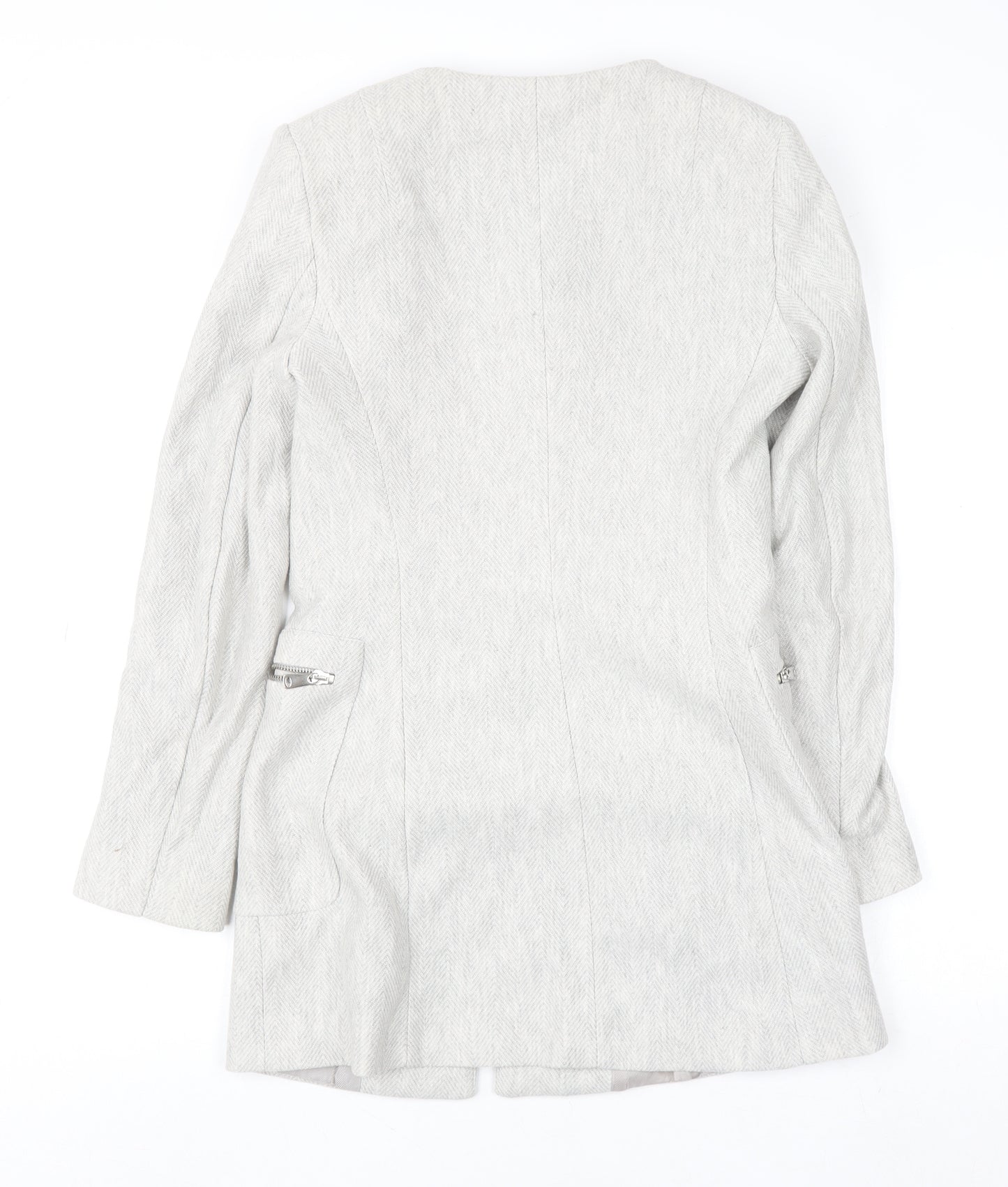Zara Basic Women’s Grey Mid-Length Zip Coat Size S
