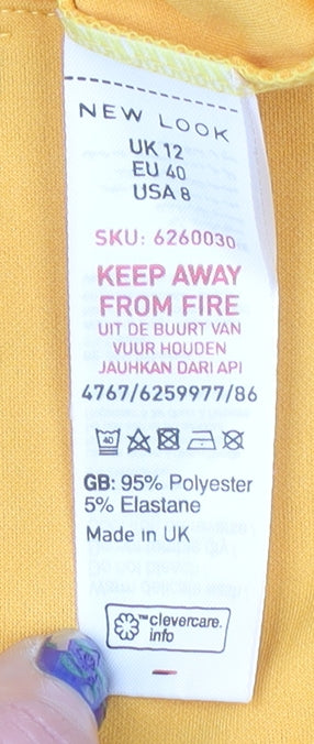 New Look Women's Yellow Off Shoulder Ruffle Bodycon Dress Size 12