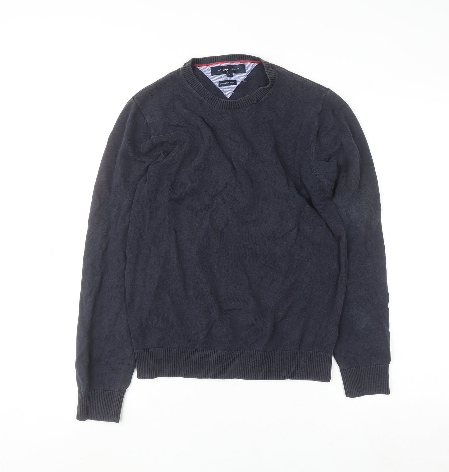 Tommy Hilfiger Men's Blue Cotton Crew Neck Jumper Size S