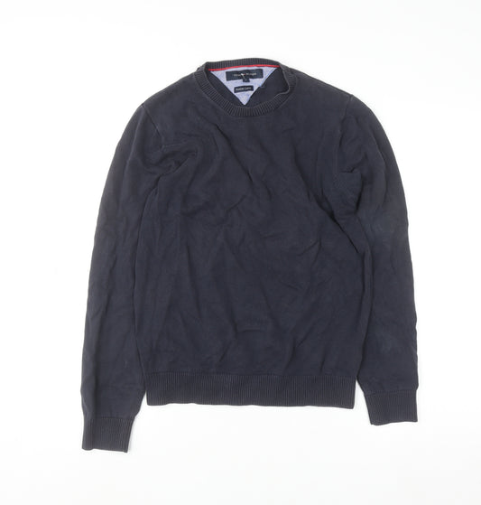 Tommy Hilfiger Men's Blue Cotton Crew Neck Jumper Size S