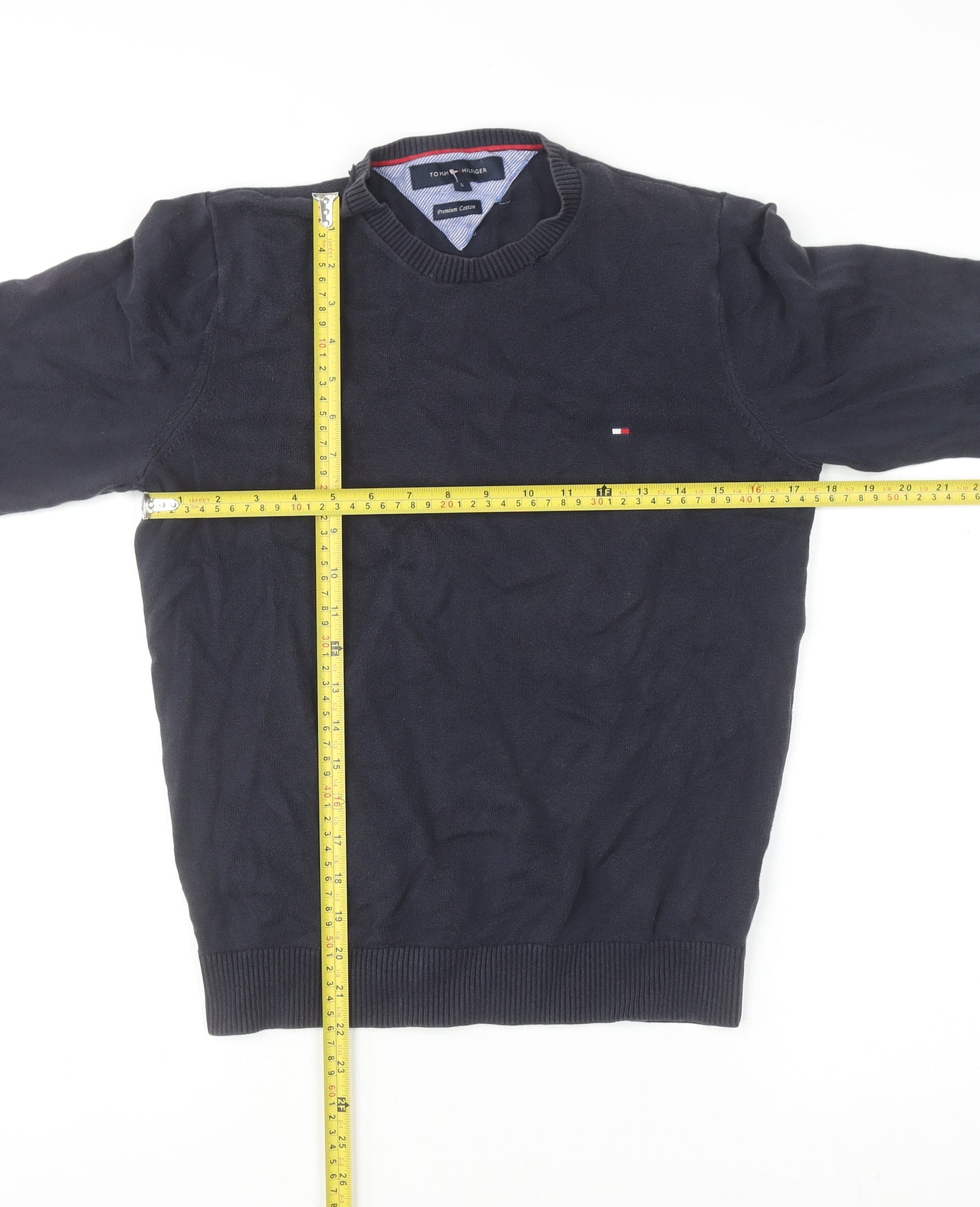 Tommy Hilfiger Men's Blue Cotton Crew Neck Jumper Size S