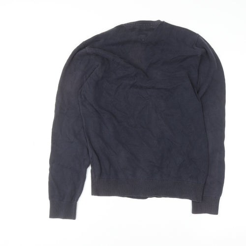 Tommy Hilfiger Men's Blue Cotton Crew Neck Jumper Size S