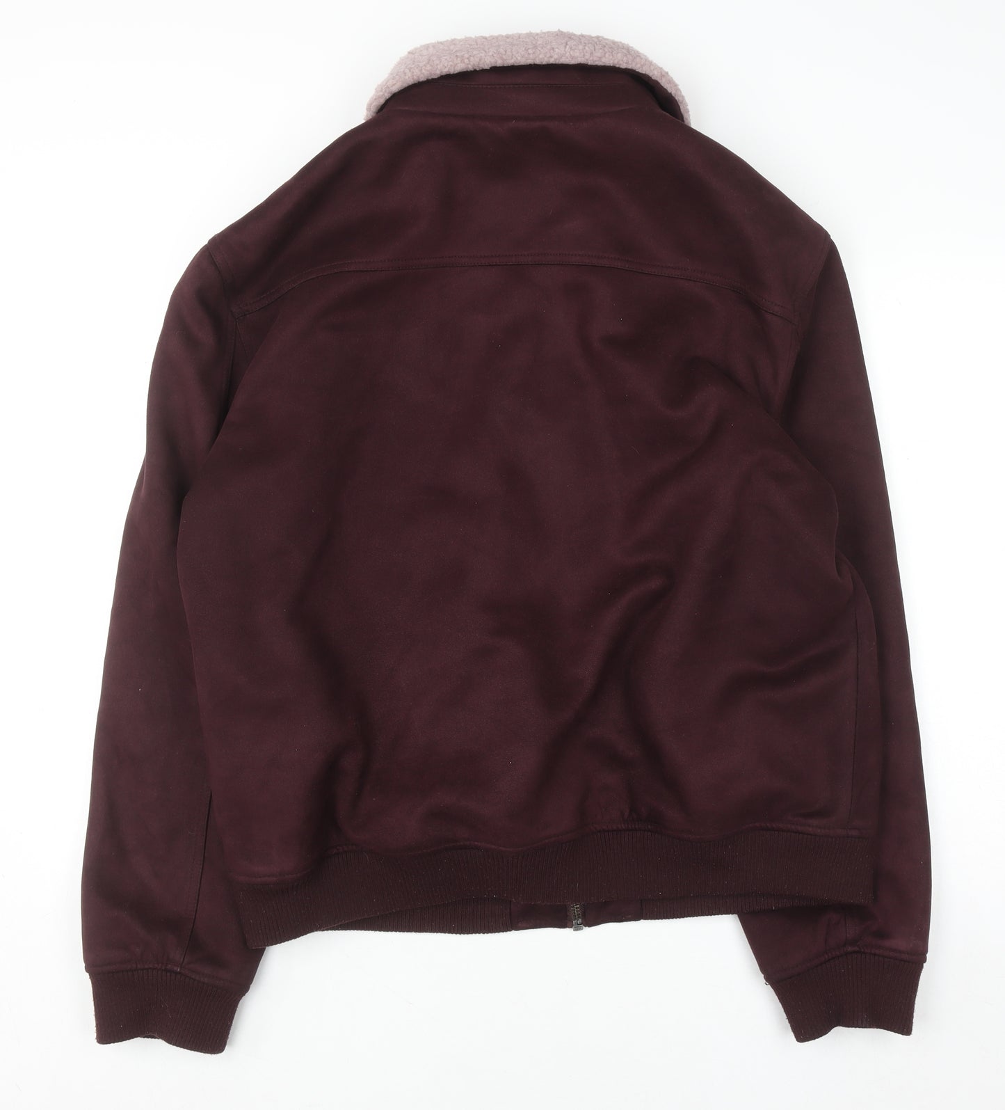 River Island Men's Brown Faux Shearling Collar Bomber Jacket Size 2XL