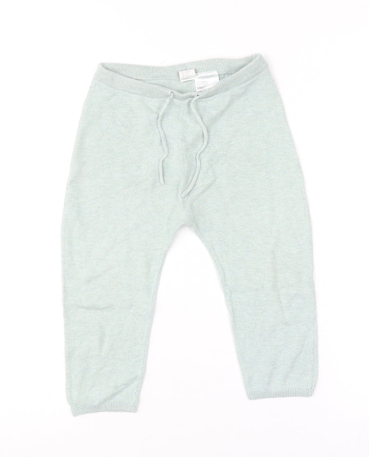 H&M Boys Green 2-3 Years Jogger Trousers 100% Cotton Elastic Waist