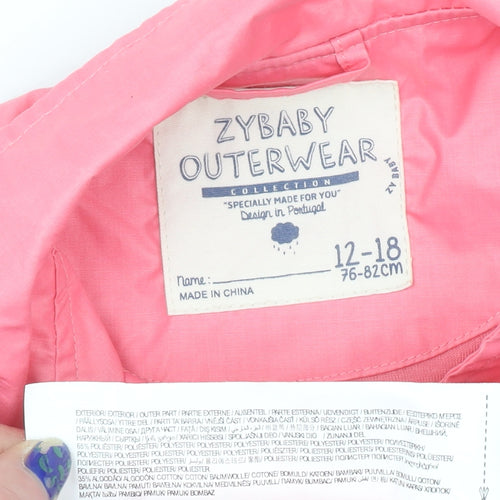 ZY Baby Pink Girls Double Breasted Trench Coat 12-18 Months Polyester Cotton