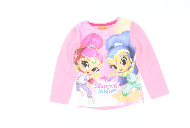Nickelodeon Girls Pink Shimmer and Shine Long Sleeve Cotton T-Shirt 5 Years