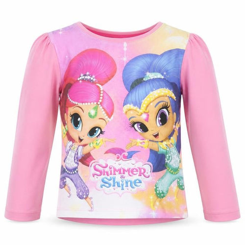 Nickelodeon Girls Pink Shimmer and Shine Long Sleeve Cotton T-Shirt 5 Years