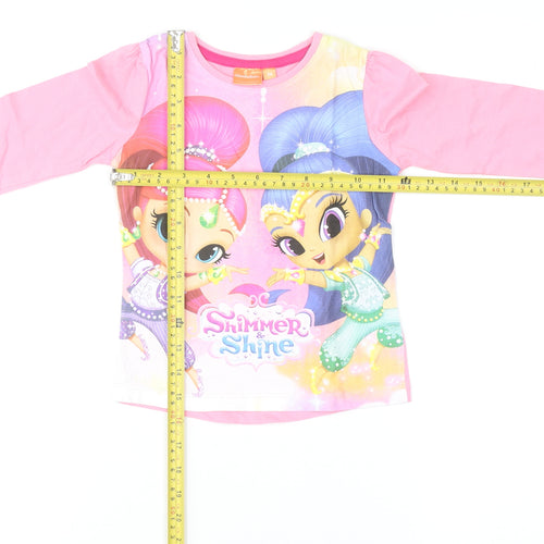 Nickelodeon Girls Pink Shimmer and Shine Long Sleeve Cotton T-Shirt 5 Years