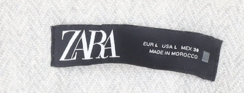 Zara Women Grey Wool Blend Long Zip Coat Size 12 Classic Style