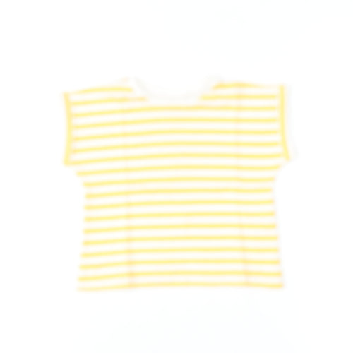 Zara Girls Yellow White Striped Short Sleeve T-Shirt 2XS Cotton