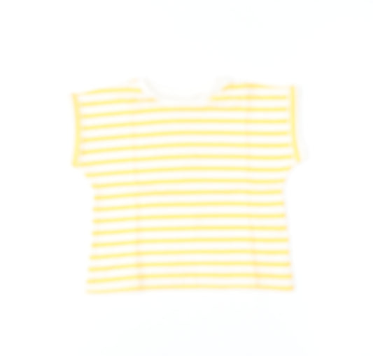 Zara Girls Yellow White Striped Short Sleeve T-Shirt 2XS Cotton