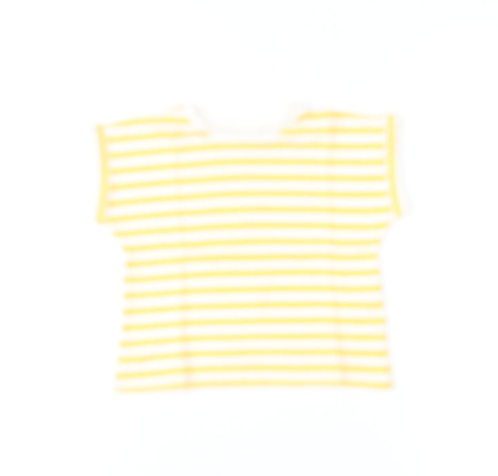 Zara Girls Yellow White Striped Short Sleeve T-Shirt 2XS Cotton