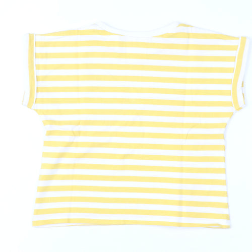 Zara Girls Yellow White Striped Short Sleeve T-Shirt 2XS Cotton