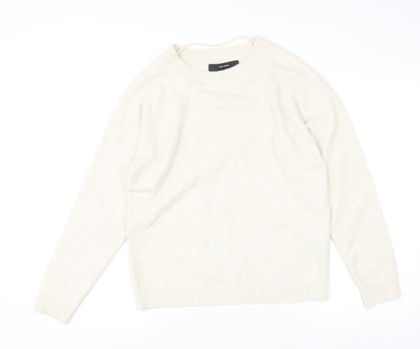 Vero Moda Women Beige Crew Neck Long Sleeve Pullover Jumper Size M