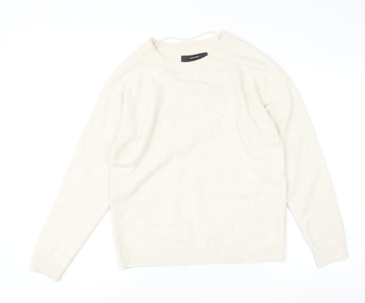 Vero Moda Women Beige Crew Neck Long Sleeve Pullover Jumper Size M