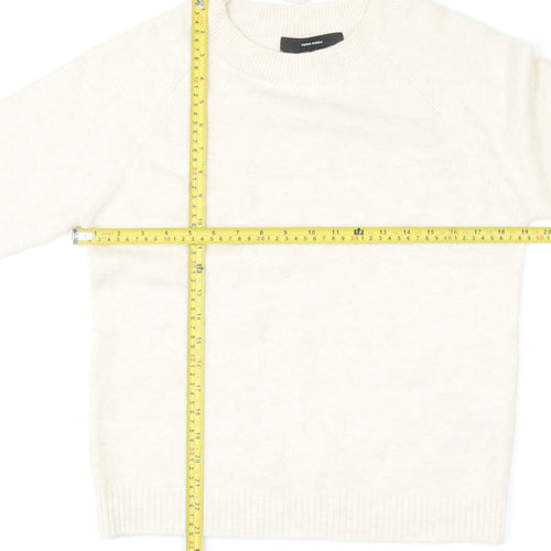 Vero Moda Women Beige Crew Neck Long Sleeve Pullover Jumper Size M
