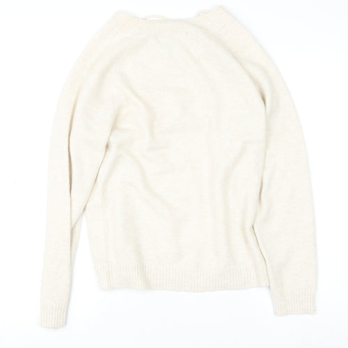 Vero Moda Women Beige Crew Neck Long Sleeve Pullover Jumper Size M