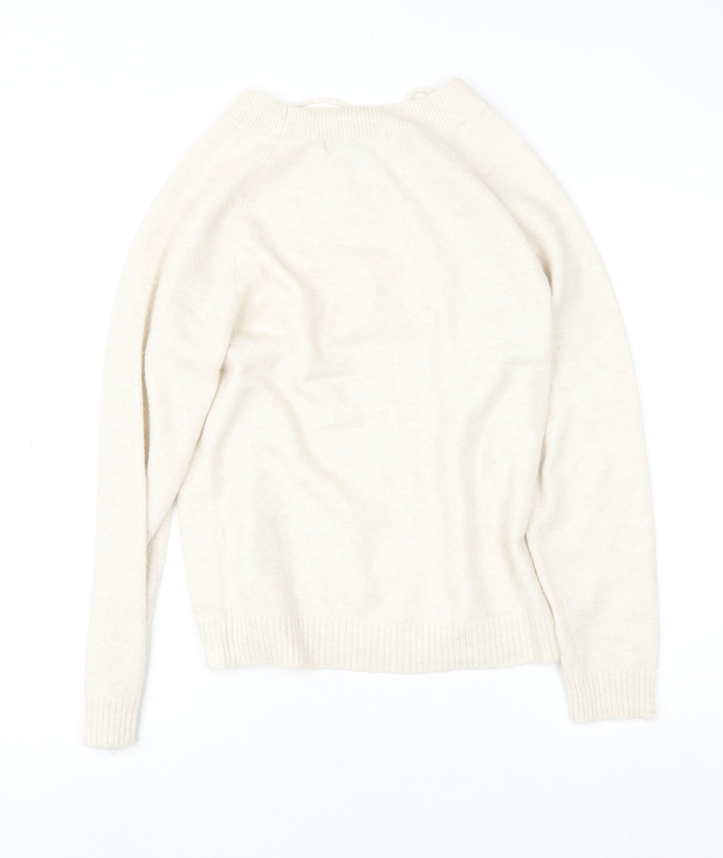 Vero Moda Women Beige Crew Neck Long Sleeve Pullover Jumper Size M