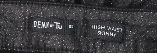 Tu Women’s Black Glitter High Waist Skinny Jeggings Size 8
