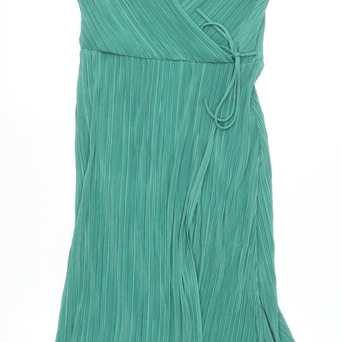 H&M Women’s Green Pleated Wrap Midi Dress Size S
