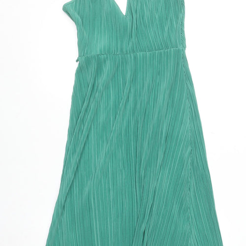 H&M Women’s Green Pleated Wrap Midi Dress Size S