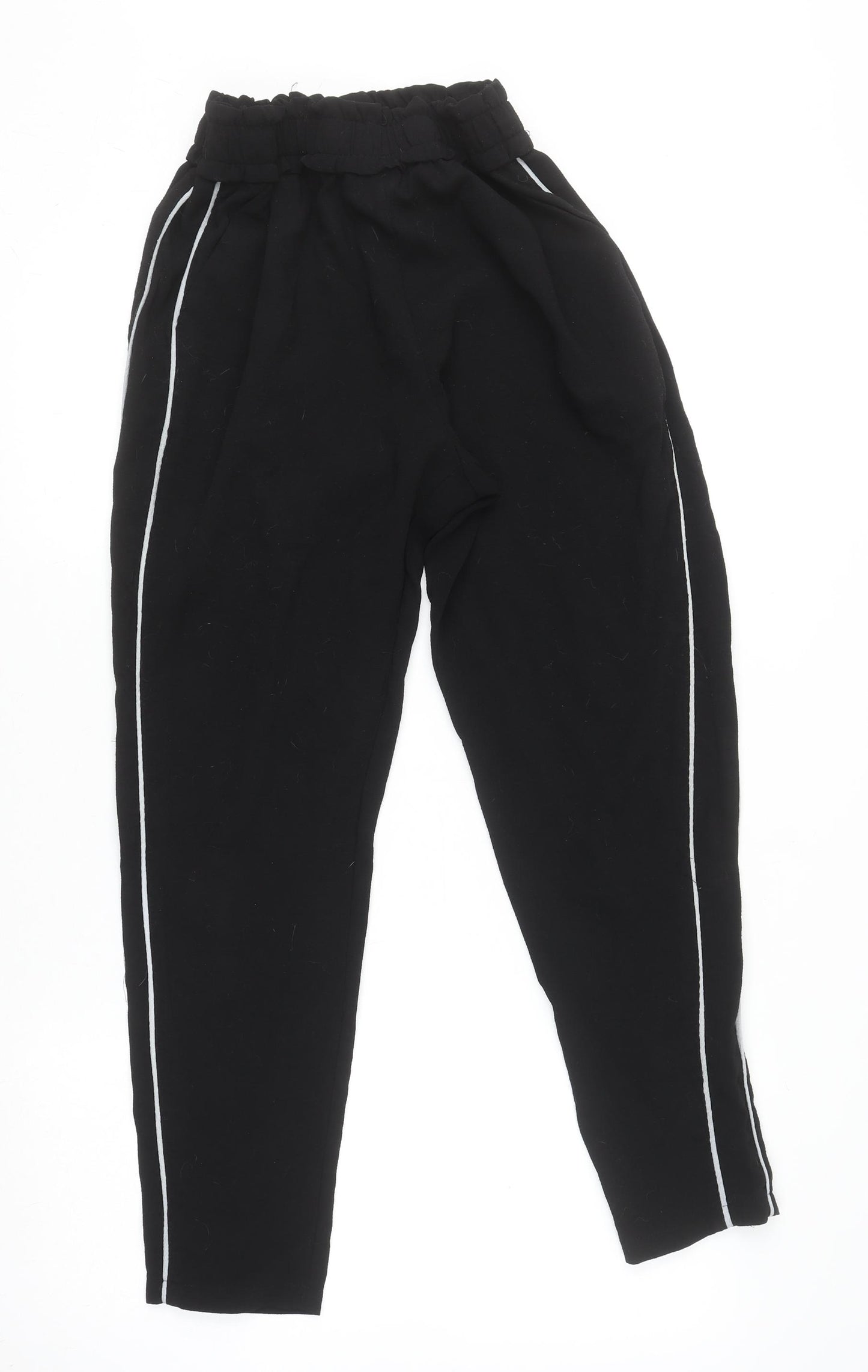 Style London Womens Black XS Jogger Trousers with White Side Stripe