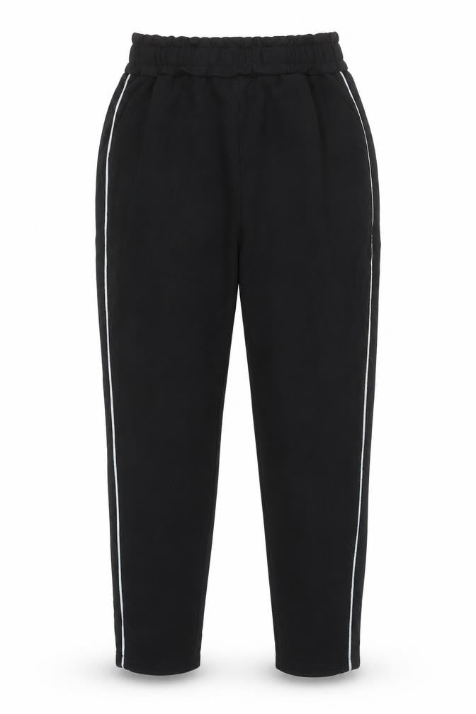 Style London Womens Black XS Jogger Trousers with White Side Stripe