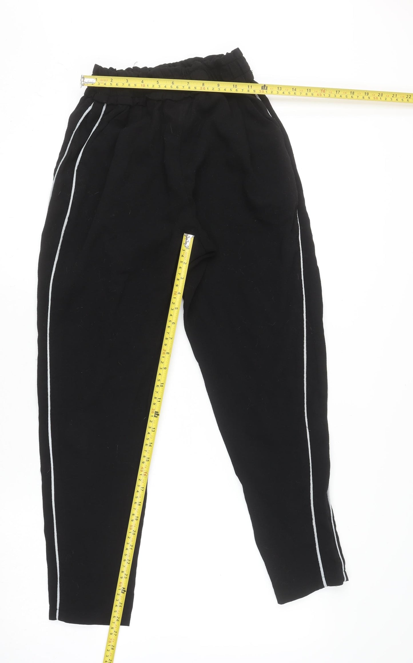 Style London Womens Black XS Jogger Trousers with White Side Stripe