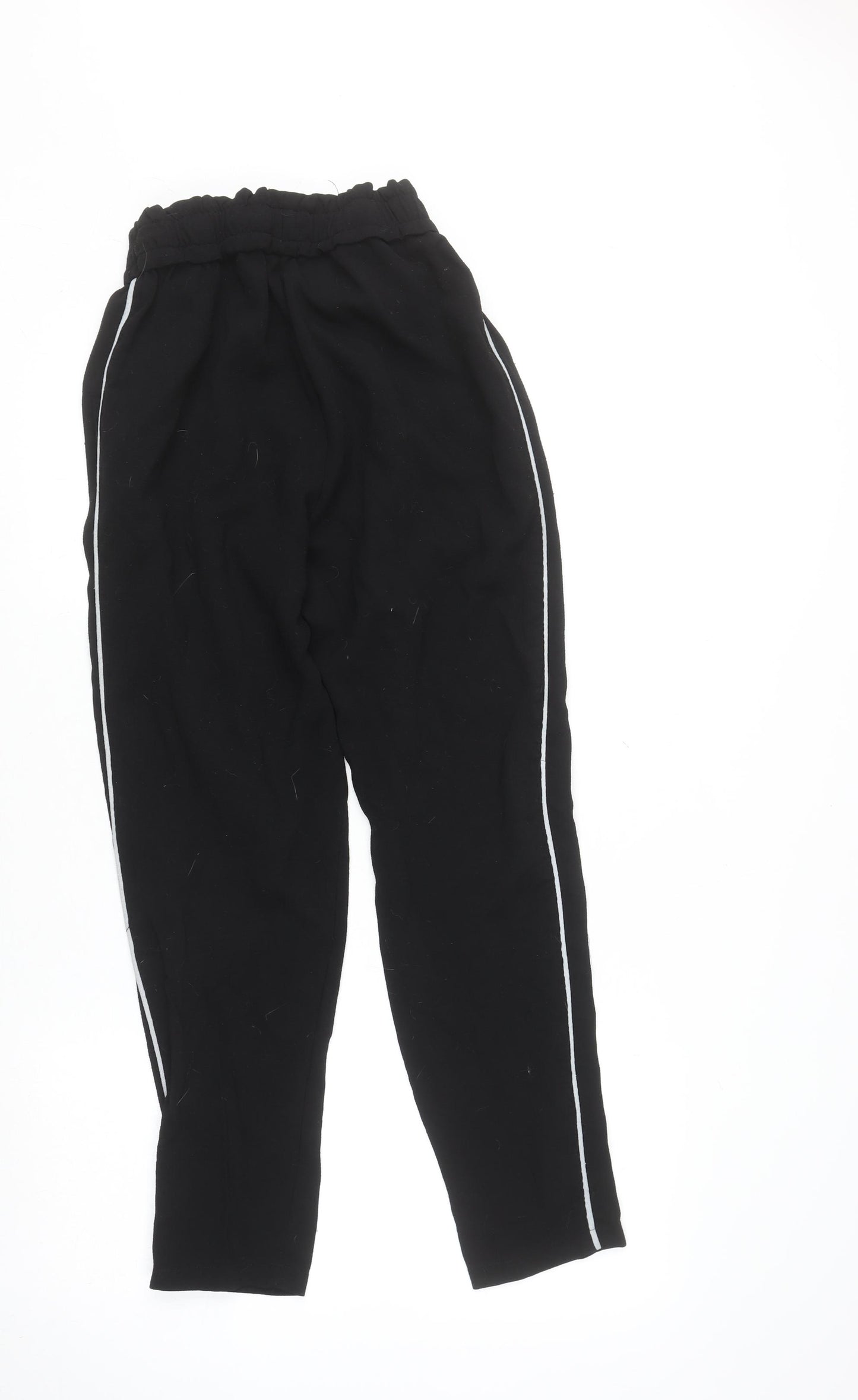 Style London Womens Black XS Jogger Trousers with White Side Stripe