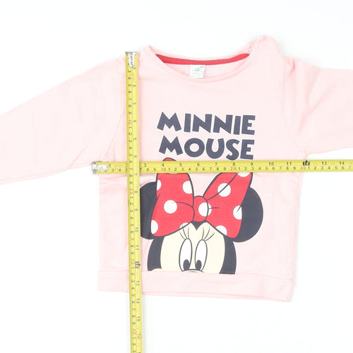 Disney Girls Pink Minnie Mouse Pullover Jumper 2 Years Cotton Long Sleeve